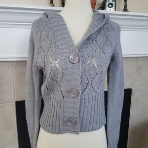 🍎3/$25 SO Gray Hooded Button Up Cardigan Sweater